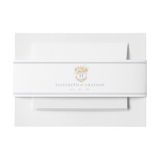 Watercolor Floral Garden Party Crest Invitation Belly Band