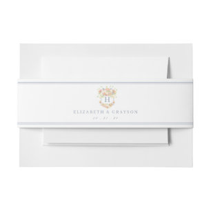 Watercolor Floral Garden Party Crest Invitation Belly Band