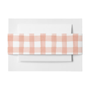 Watercolor Floral Garden Party Peach Gingham Invitation Belly Band