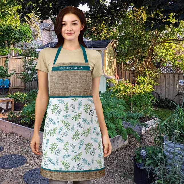 Watercolor Floral Garden Personalized Apron (Creator Uploaded)