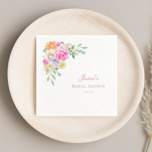 Watercolor Floral Garden Tea Party Bridal Shower Napkin