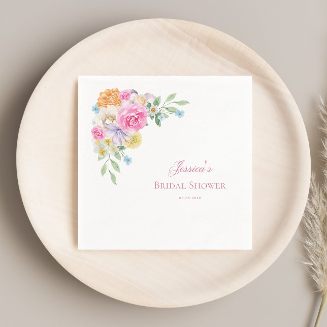 Watercolor Floral Garden Tea Party Bridal Shower Napkin (Creator Uploaded)