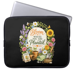 Watercolor Floral Gardening Inspirational Design Laptop Sleeve
