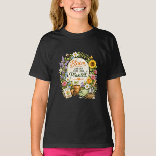 Watercolor Floral Gardening Inspirational Design T-Shirt