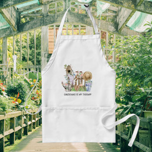 Watercolor Floral Gardening Tools and Quote Standard Apron