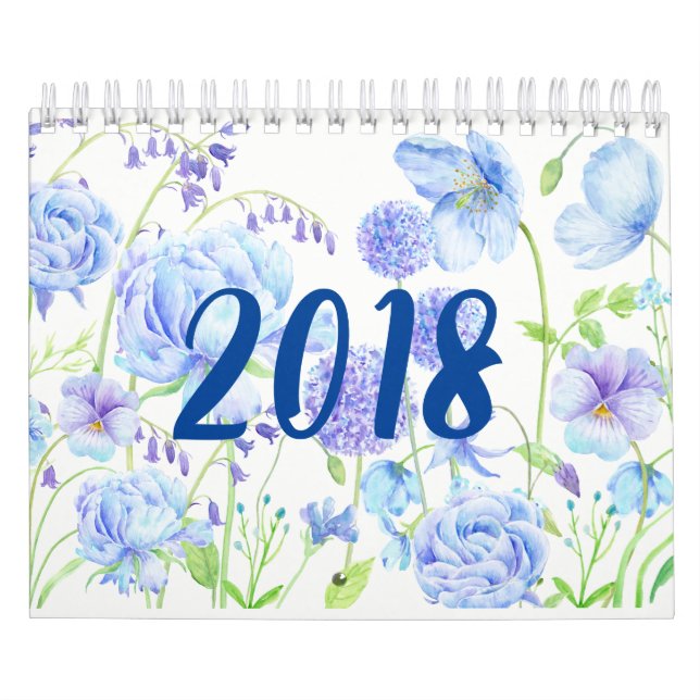Watercolor Floral Gardens Calendar 2018 (Cover)