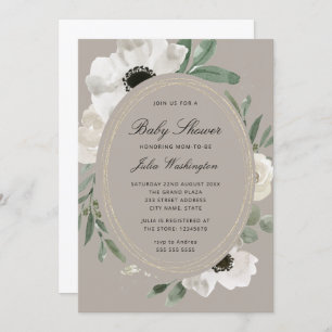 Watercolor Floral Gender Neutral Baby Shower Invit Invitation
