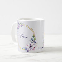 Watercolor Floral Geometric Golden Purple Wedding