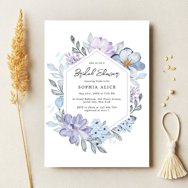Watercolor Floral Geometric Modern Bridal Shower  Invitation (Creator Uploaded)