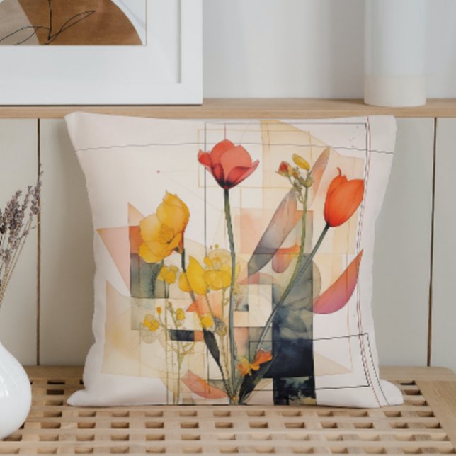 Watercolor Floral Geometry Cushion (Creator Uploaded)