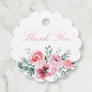 Watercolor Floral Giraffe Ribbon Girl Birthday Favour Tags