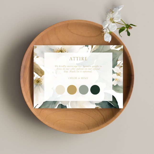 Watercolor Floral Gold Foliage Wedding Attire Card (Creator Uploaded)