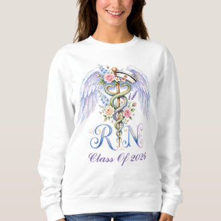 Watercolor Floral Graduati Nurse Wings Custom Name Sweatshirt