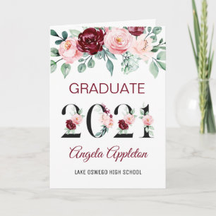 Watercolor Floral Graduation 2021Greeting Card