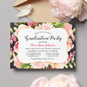 Watercolor Floral Graduation Party Invitation