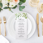 Watercolor Floral Green Foliage Wedding Menu Card<br><div class="desc">An elegant wedding menu card featuring watercolor wild green foliage with pink flowers. It will be perfect for spring weddings,  summer weddings,  beach weddings and similar events. For more advanced customisation of this design,  Please click the "Customise" button above! Matching items are also available.</div>