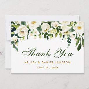 Watercolor Floral Green Gold Wedding Thank You GS