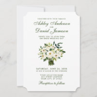 Watercolor Floral Green White Wedding Bouquet T