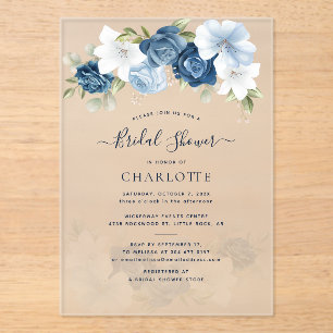 Watercolor Floral Greenery Bridal Shower Acrylic Invitations