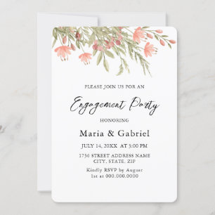 Watercolor Floral Greenery. Engagement Party Invit Invitation