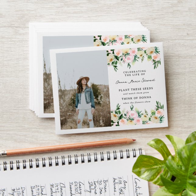 Watercolor Floral & Greenery Memorial Seed Packet Envelope (Stacked)