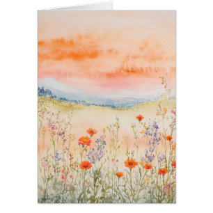 Watercolor Floral Greeting Card All Occasion Note