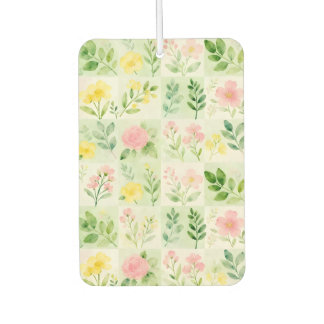 Watercolor Floral Grid Pattern Car Air Freshener