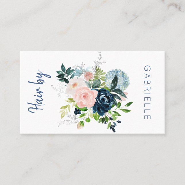 Watercolor floral hair salon next appointment business card (Front)
