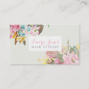Watercolor Floral Hair Stylist Appointment Cards
