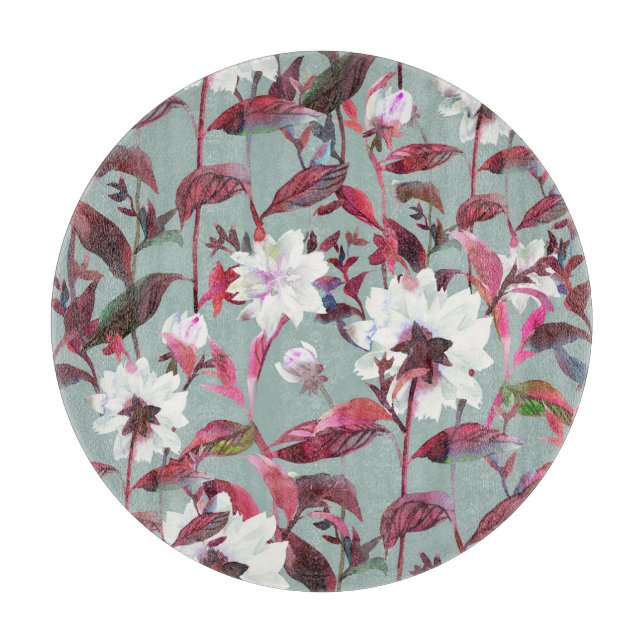 Watercolor Floral: Hand Drawn Blooms. Cutting Board (Front)