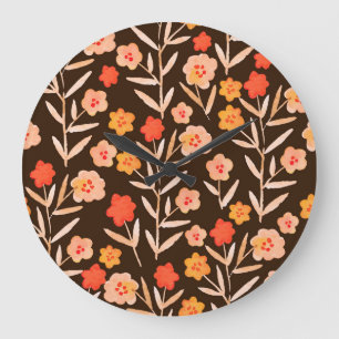 Watercolor Floral: Hand Drawn Texture Large Clock