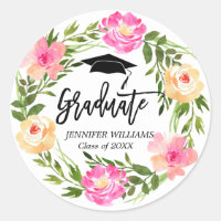 Watercolor Floral Hand Lettered Graduation Custom