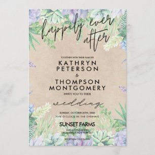 Watercolor Floral Happily Ever After Wedding Invitation