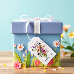 Watercolor floral "Happy Birthday" custom Gift Tags