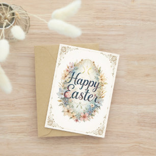 Watercolor Floral Happy Easter Card