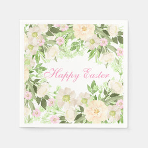 Watercolor Floral Happy Easter Napkin