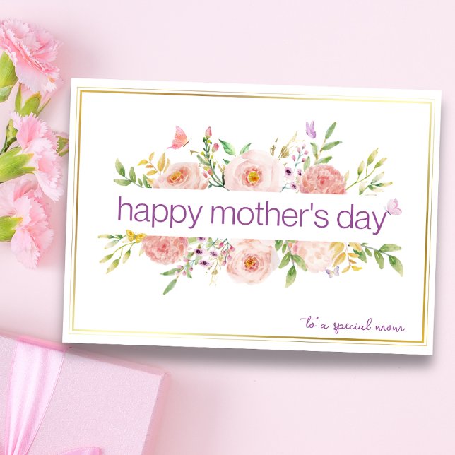Watercolor Floral Happy Mother's Day Card (Creator Uploaded)