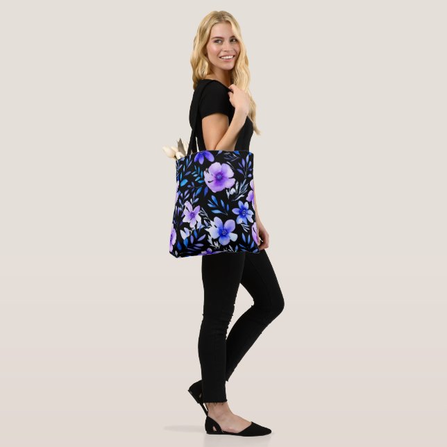Watercolor Floral Harmony – Seamless Botanical Pat Tote Bag (On Model)