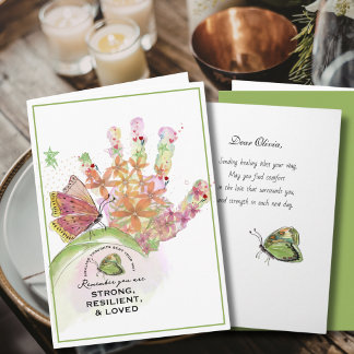 Watercolor Floral Healing Hand Sympathy, Get Well Holiday Card