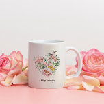 Watercolor Floral Heart Hummingbird Mummy Gift Two-Tone Coffee Mug<br><div class="desc">Watercolor florals by Kate Rina colours edited by me for a rustic aged feel; with editable text on both sides. Also available as one design in middle across from handle</div>
