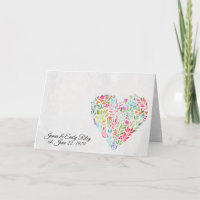 watercolor floral heart on texture