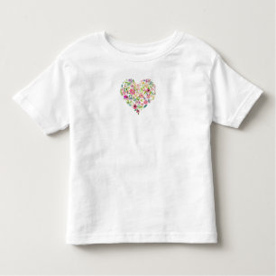 Watercolor Floral Heart Pink Her Sweet Love Kids Toddler T-Shirt