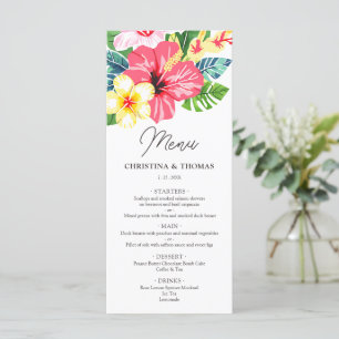 Watercolor Floral Hibiscus Tropical Wedding Menu