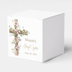 Watercolor Floral Holy Cross Baptism Favour Box