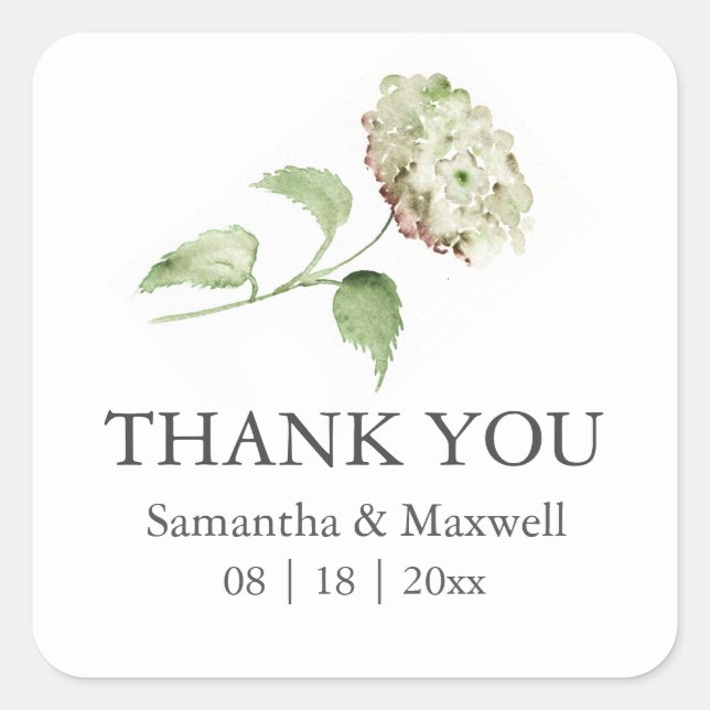 Watercolor Floral Hydrangea Wedding Stickers (Front)