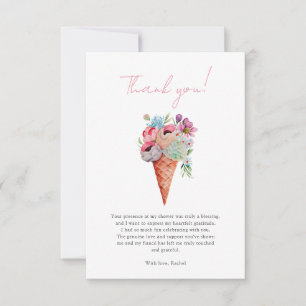 Watercolor Floral Ice Cream Bridal Shower Thank You Card