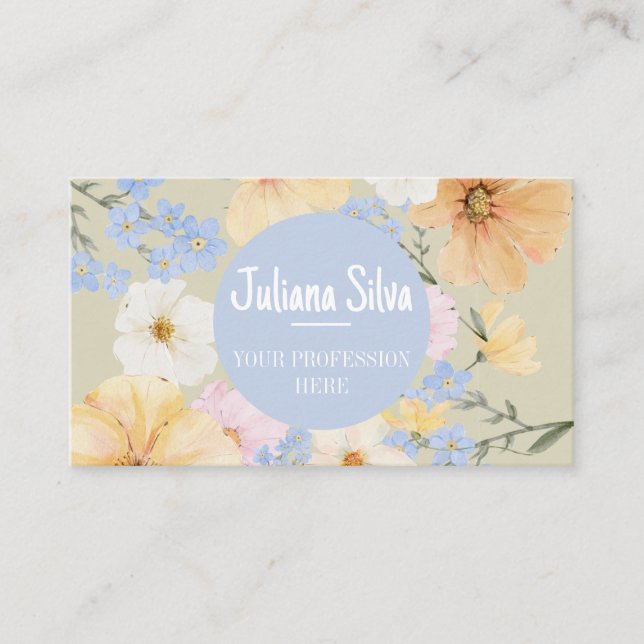 Watercolor Floral Illustration  Business Card (Front)