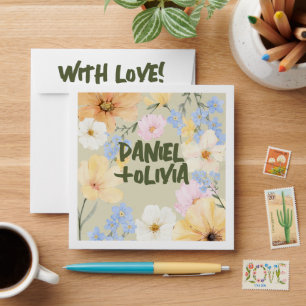 Watercolor Floral Illustration Wedding Envelope