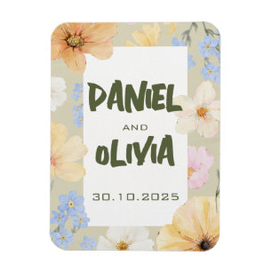 Watercolor Floral Illustration Wedding  Magnet