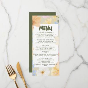 Watercolor Floral Illustration Wedding Menu